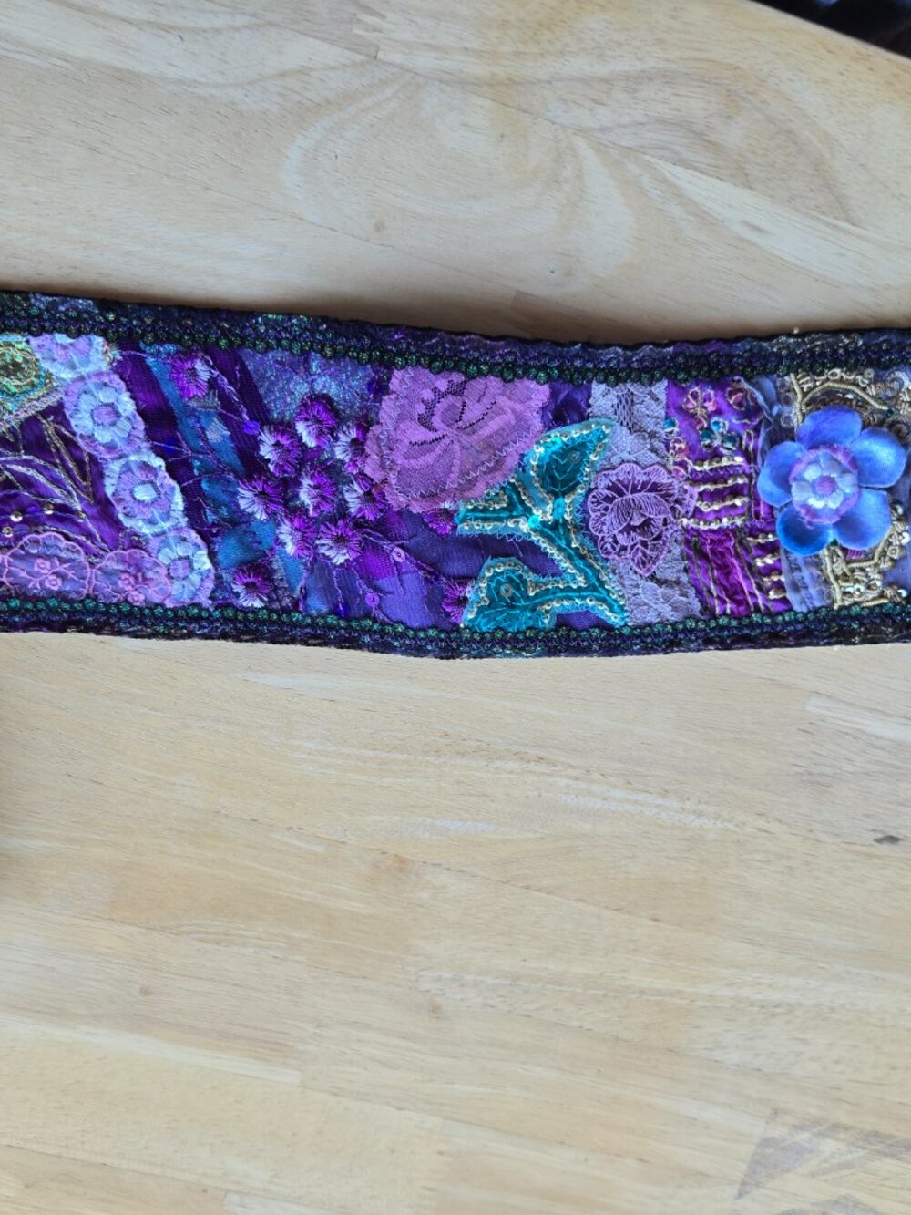 Handmade Purple and Blue Quilted Hair Sash Y2k-Style - Picture 9 of 13